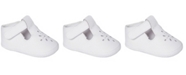 Baby Deer Baby Girl Leather T-Strap Crib Shoe with Perforations